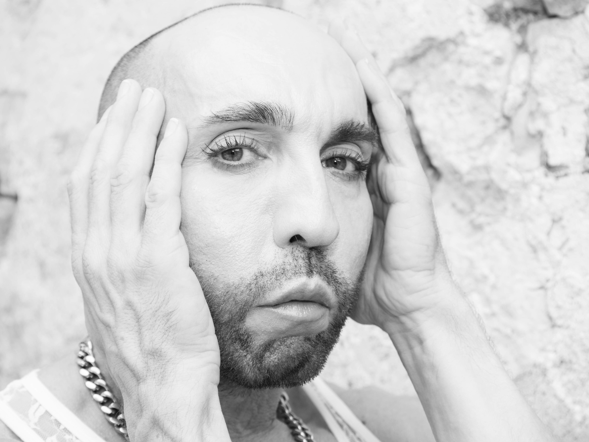 Primo piano in bianco e nero